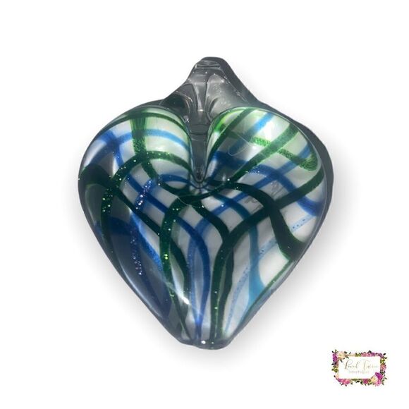Signed Art Glass Heart Window Charm |Suncatcher, Heart Ornaments... - Picture 16 of 16